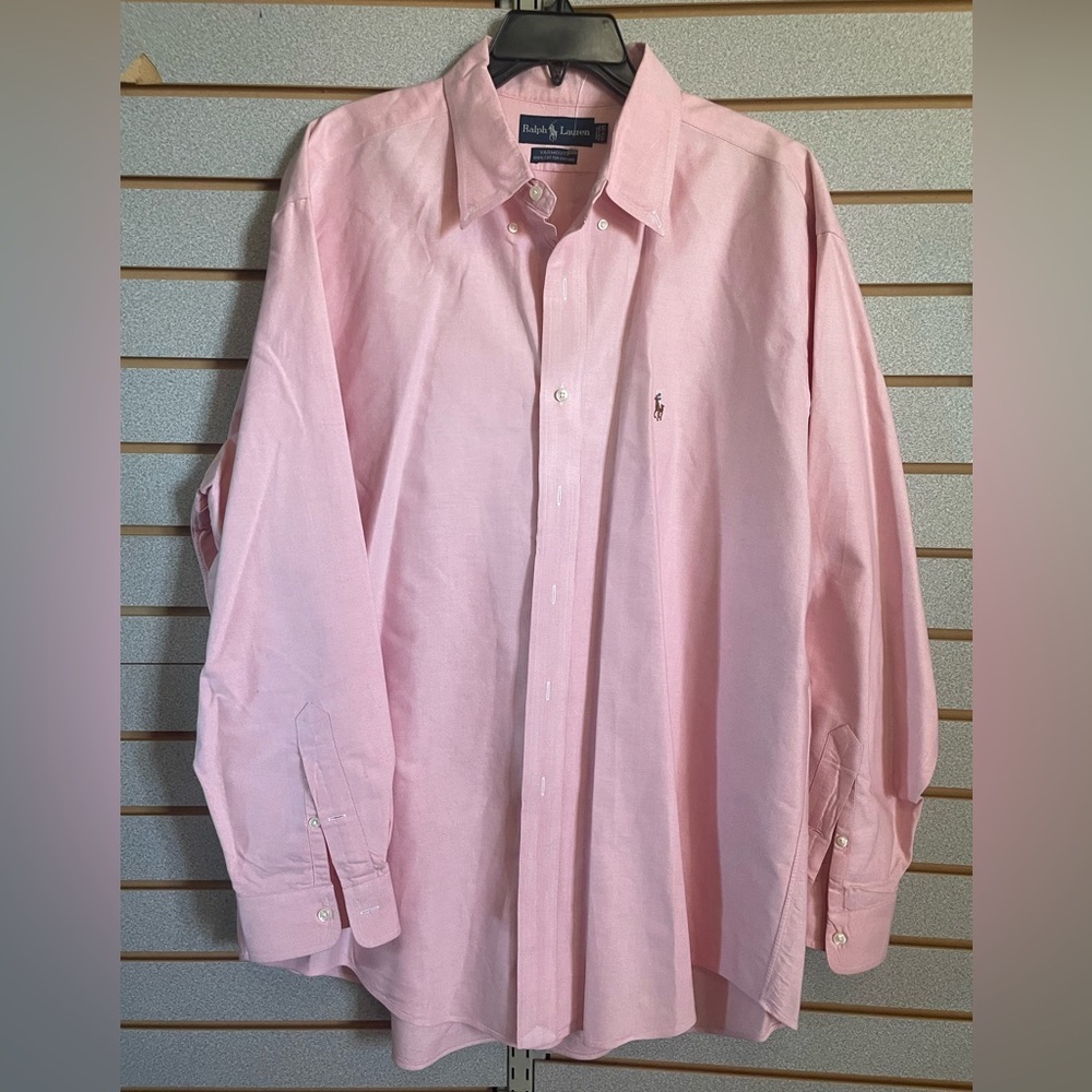 Men’s RL Ralph Lauren Long Sleeve Button Up Shirt XL 17 1/2 -35 Yarmouth Pink‎